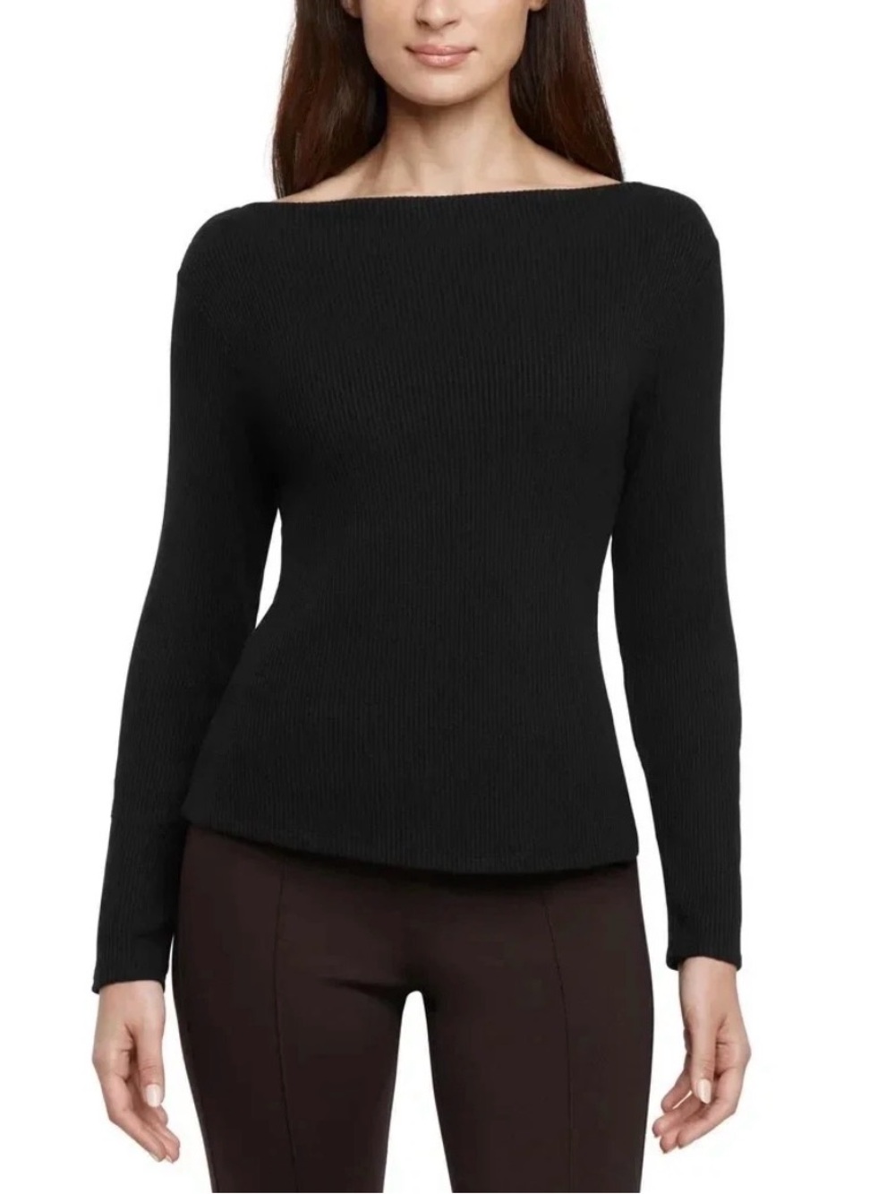 SOLD Banana Republic Black Ribbed Boat Neck Long Sleeve Top NWOT Size S